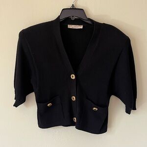 St. John Black Knit Separates Sweater Cardigan Top | Women’s Vintage